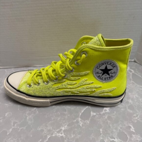 converse chuck 70 hi top lemon venom with glitter shine flames Women SZ 10 - Picture 3 of 10